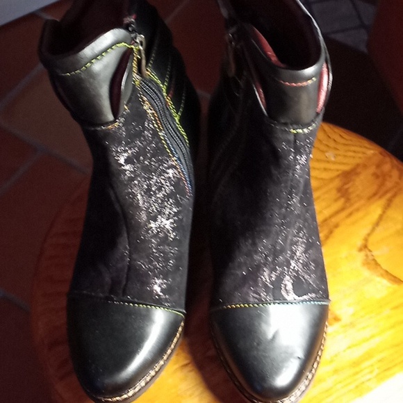 L'Artiste leather and fabric black and metallic ankle boots, 36 B (size 6) - Picture 6 of 8